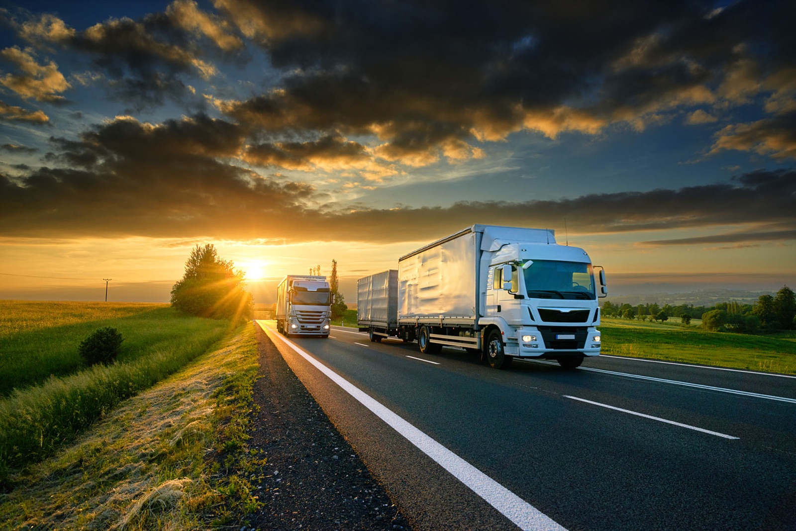 Electric trucks on a logistics route